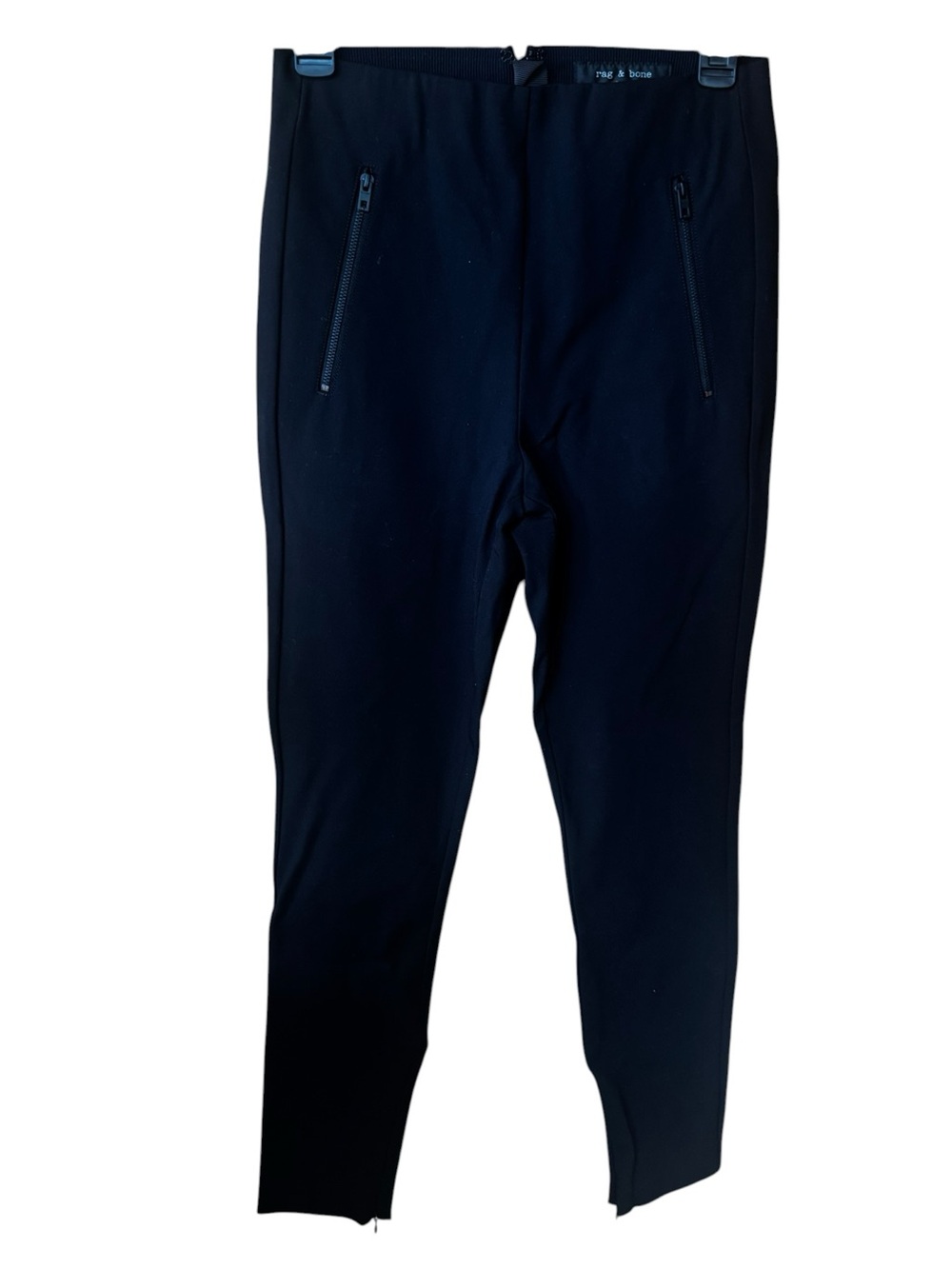 rag & bone Black Ponte Pants Zip Detail Size 2 Slim Stretch